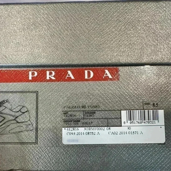 AUTH PRADA AMERICAS CUP SNEAKERS SHOES 4E2816 BLACK LEATHER US 8.5 - Picture 12 of 13